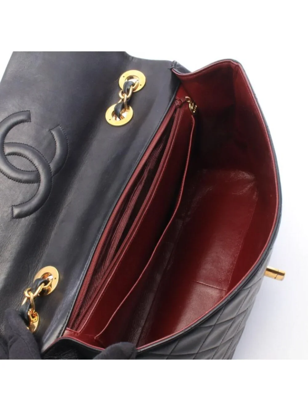 Chanel Shoulder Bag Maxi Quilted 34 Black Lambskin Chain
